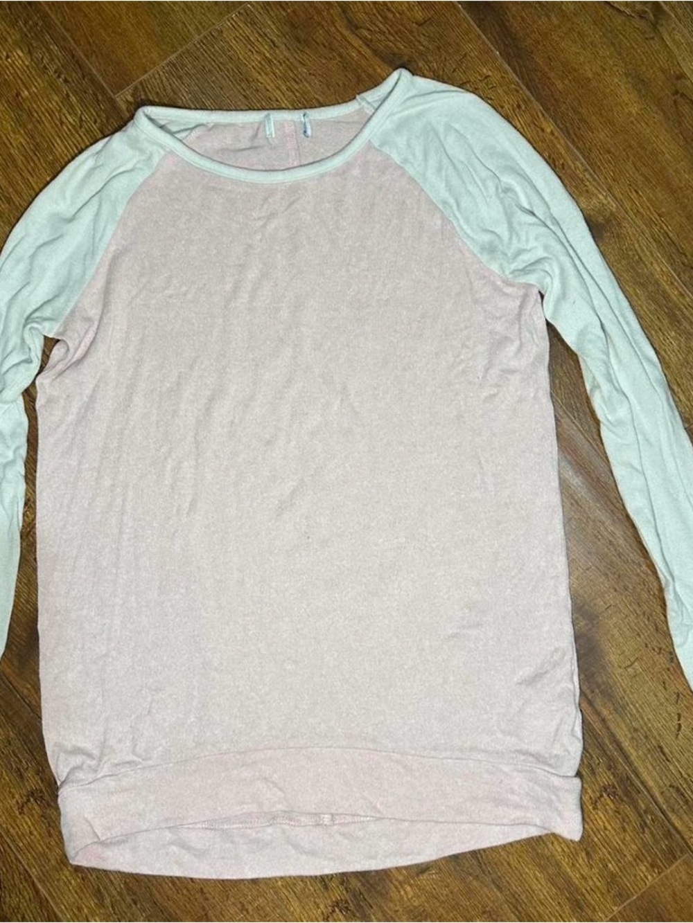 Light Pink and Cream Raglan Long Sleeve Top